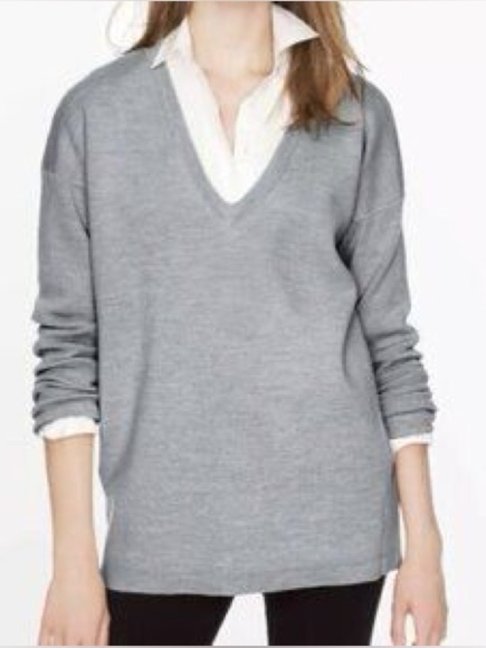 J. Crew Women's Light Gray V-Neck Sweater
